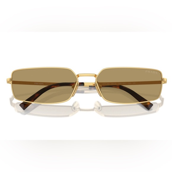 NEW PRADA SQUARE SUNGLASSES PRA60S 5AK70G GOLD SPR A60 5AK70G PRADA EYEWEAR - Picture 2 of 4